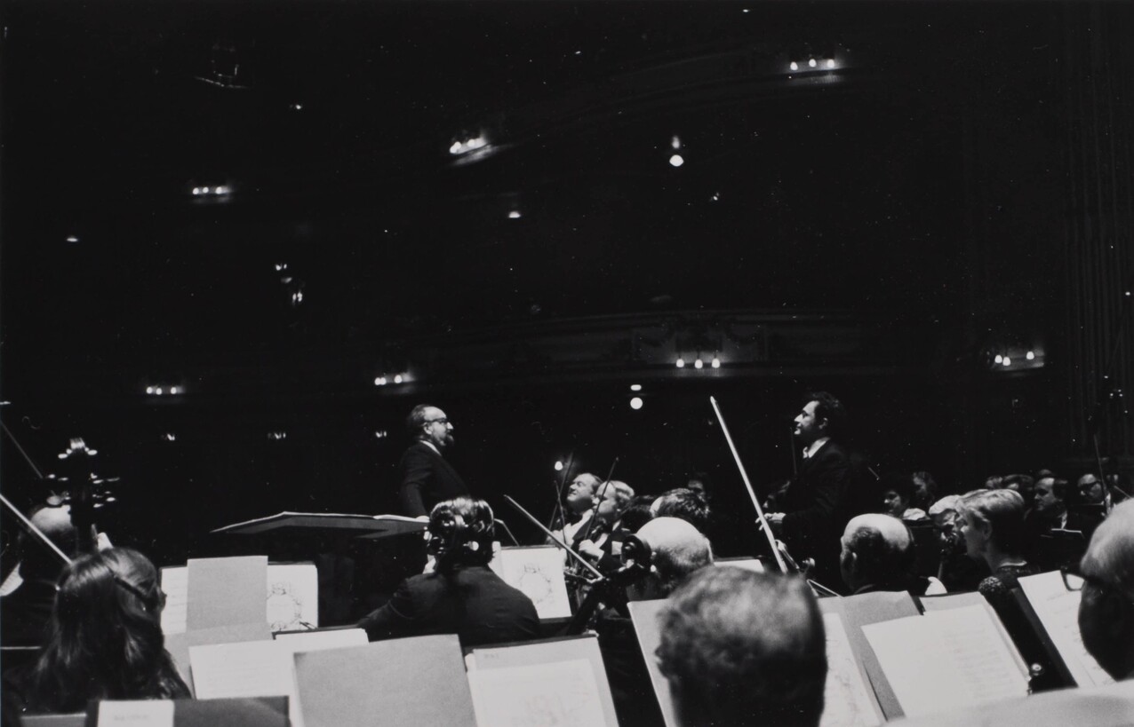 Zubin Mehta and Krzysztof Penderecki onstage for the European Premiere of the Symphony in Edinburgh, August 24, 1980.