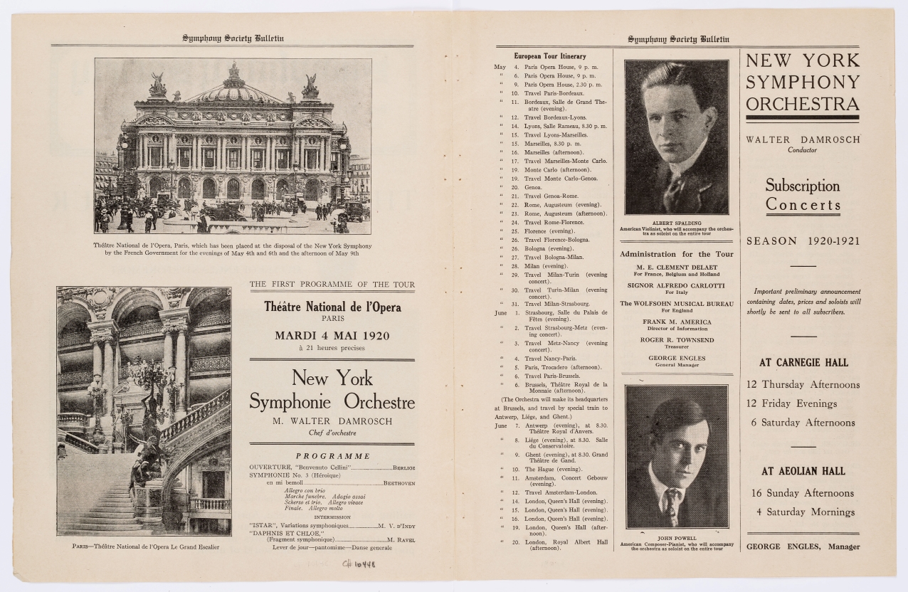 New York Symphony program from 1920