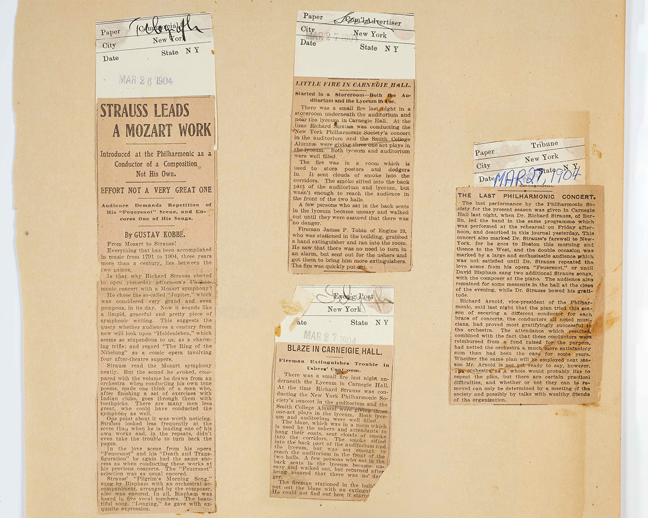 Articles cut out from 1904 newspapers
