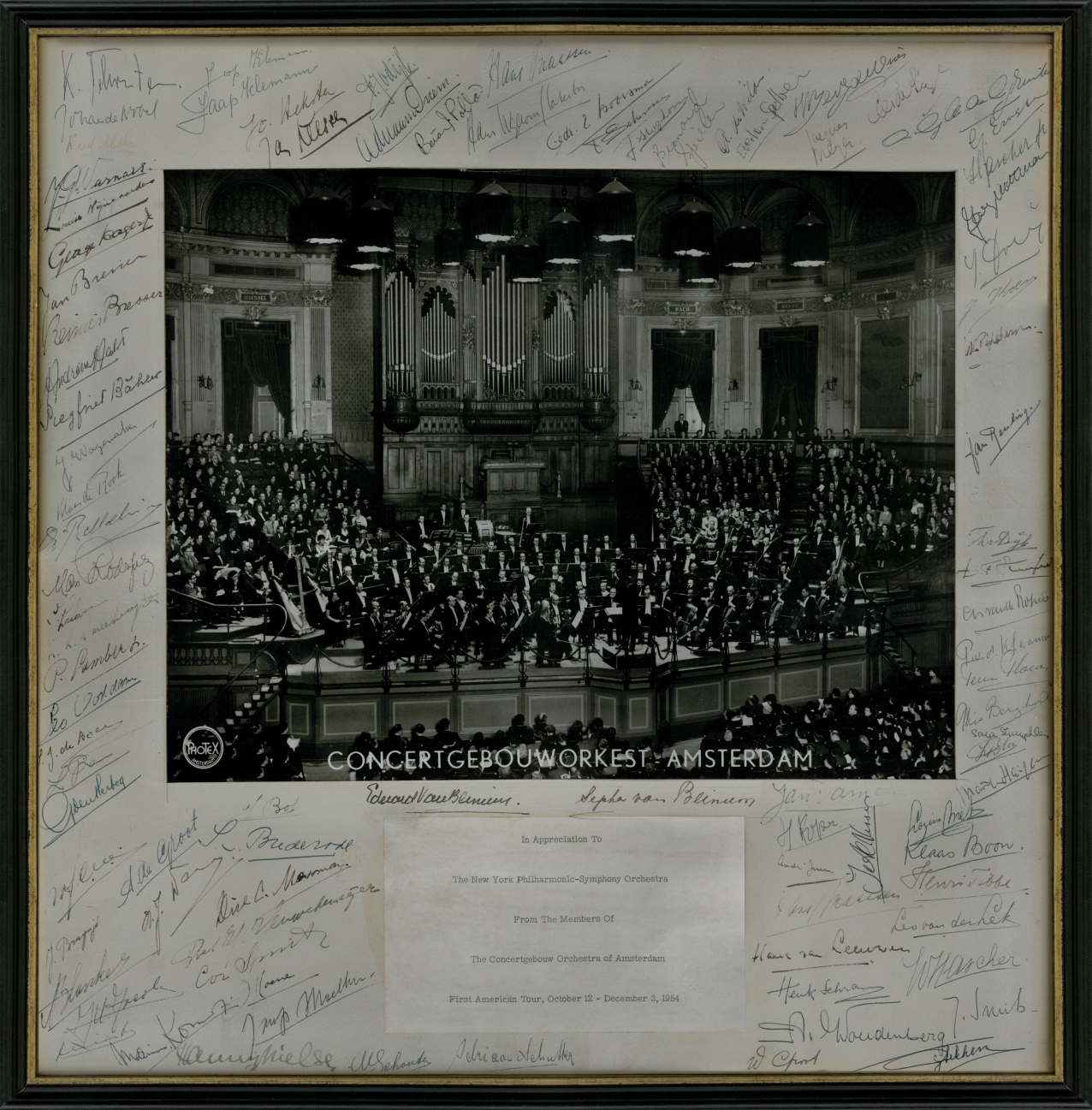 A portrait of the Royal Concertgebouw Orchestra, autographed by the musicians and conductor Eduard van Beinum