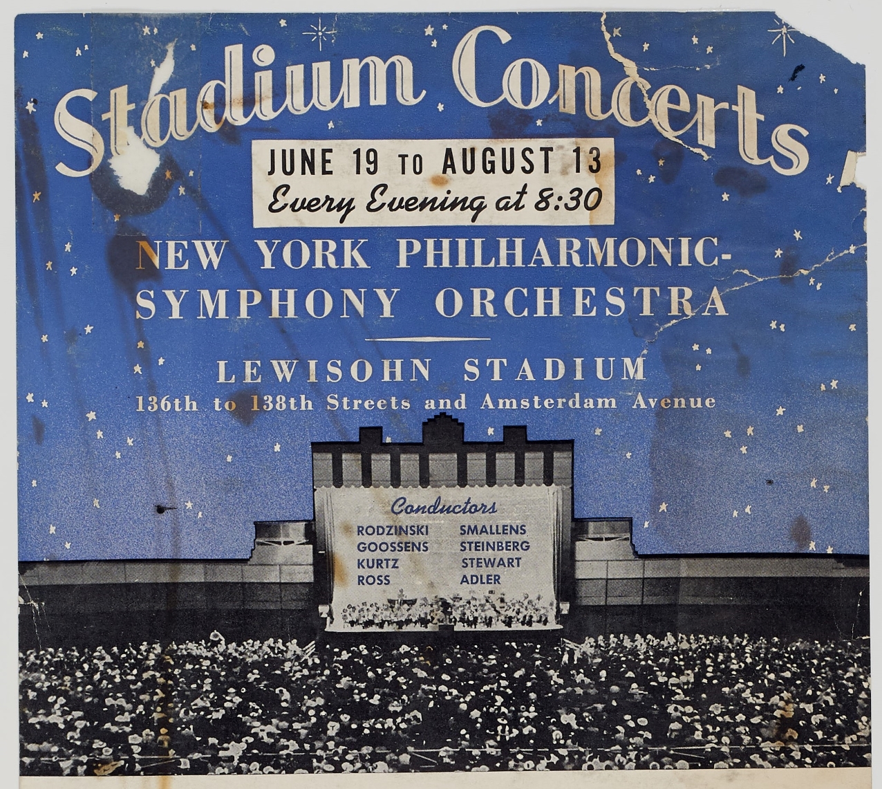 A blue posted advertising the 1941 Stadium Concerts