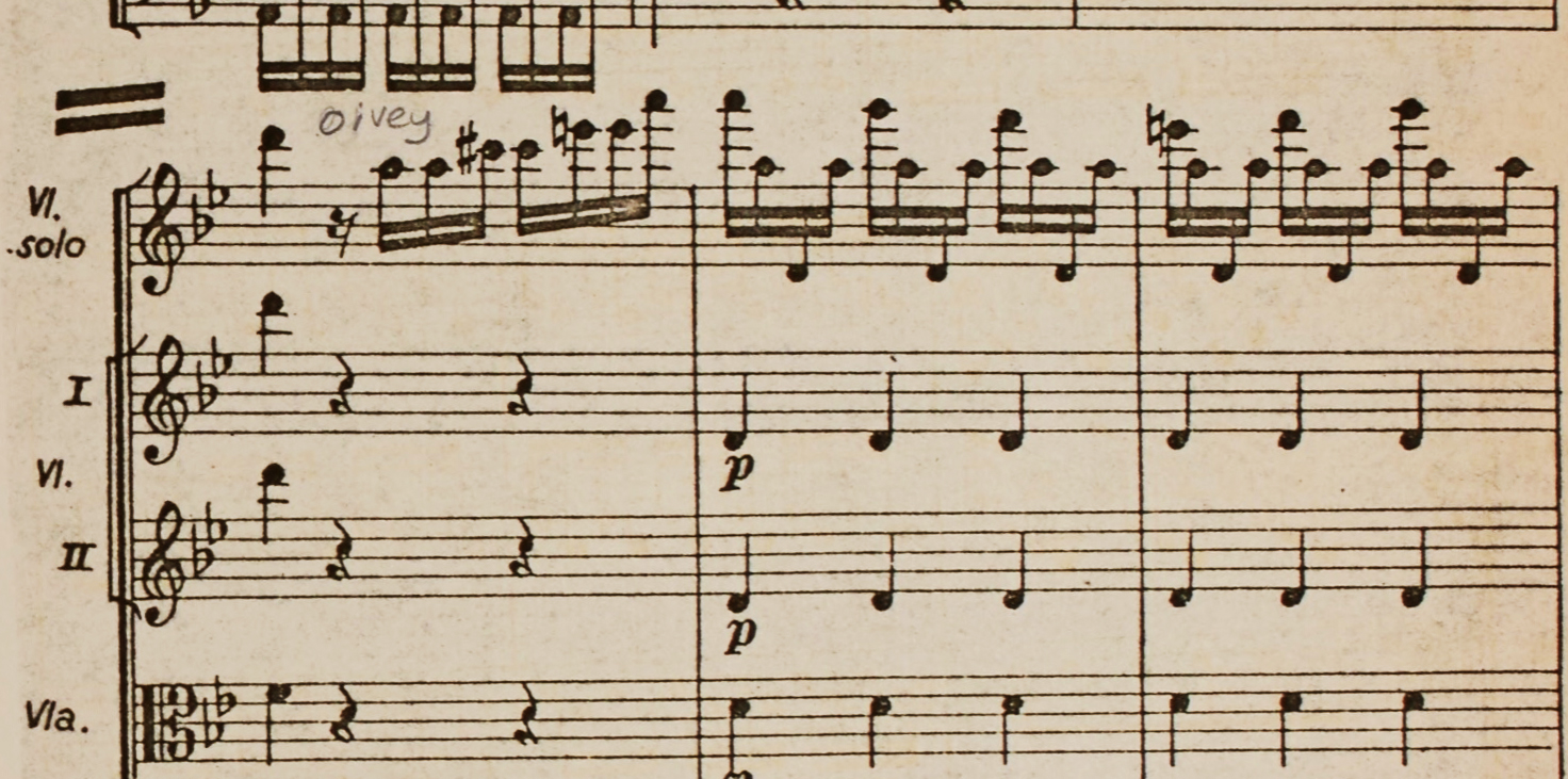 Close-up of the score for Summer from Vivaldi's Four Seasons.
