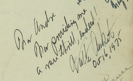 Walter Cronkite's handwritten note and signature dated October 16, 1975, expressing gratitude to Andre